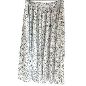 WD.NY White Black Dotted Chiffon Midi Skirt Size Large